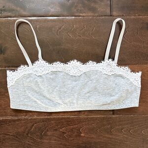 Womens Aerie Superchill Cotton Lace Bralette Large Grey